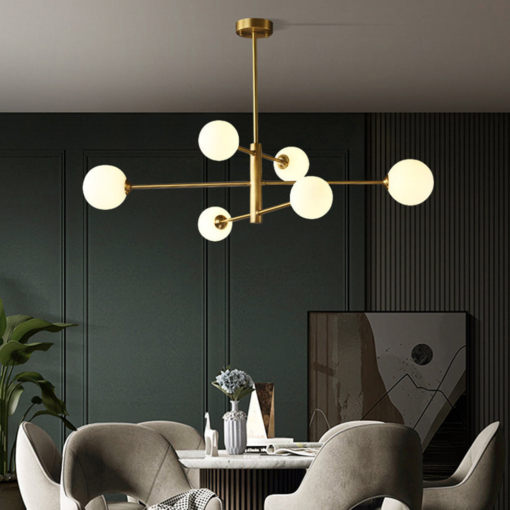 Truva Lustre Bulle Moderne. Cuivre/Verre. Noir/Cuivre. Salon - Neutralighting