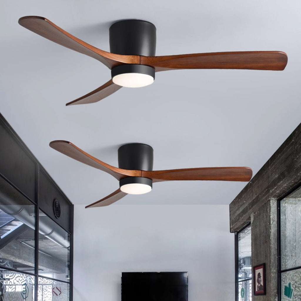 Ventilateur de plafond nordique en bois Ezra avec lumière - Neutralighting