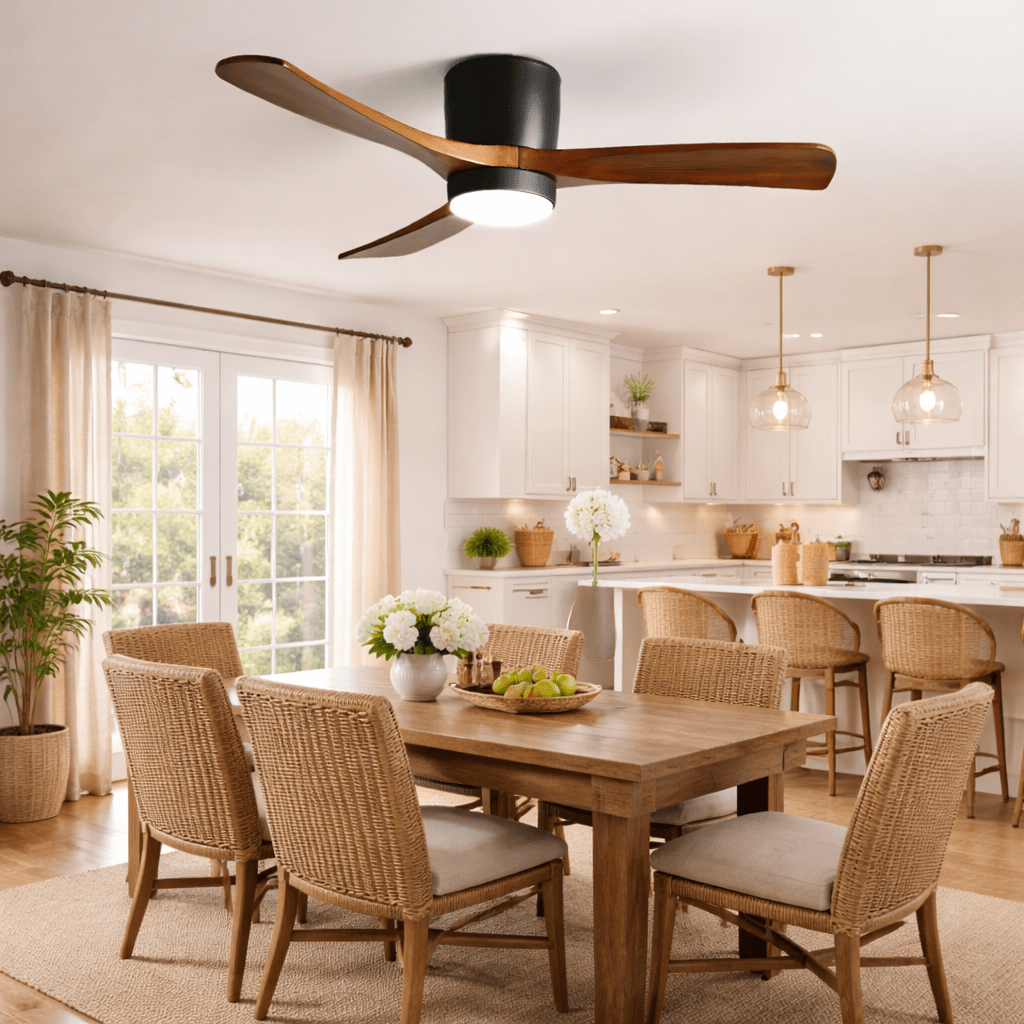 Ventilateur de plafond nordique en bois Ezra avec lumière - Neutralighting