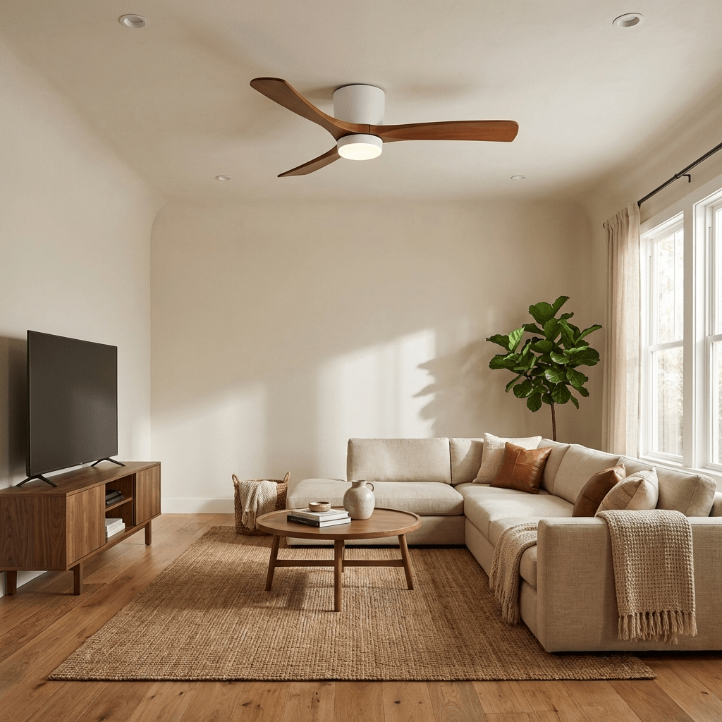 Ventilateur de plafond nordique en bois Ezra avec lumière - Neutralighting