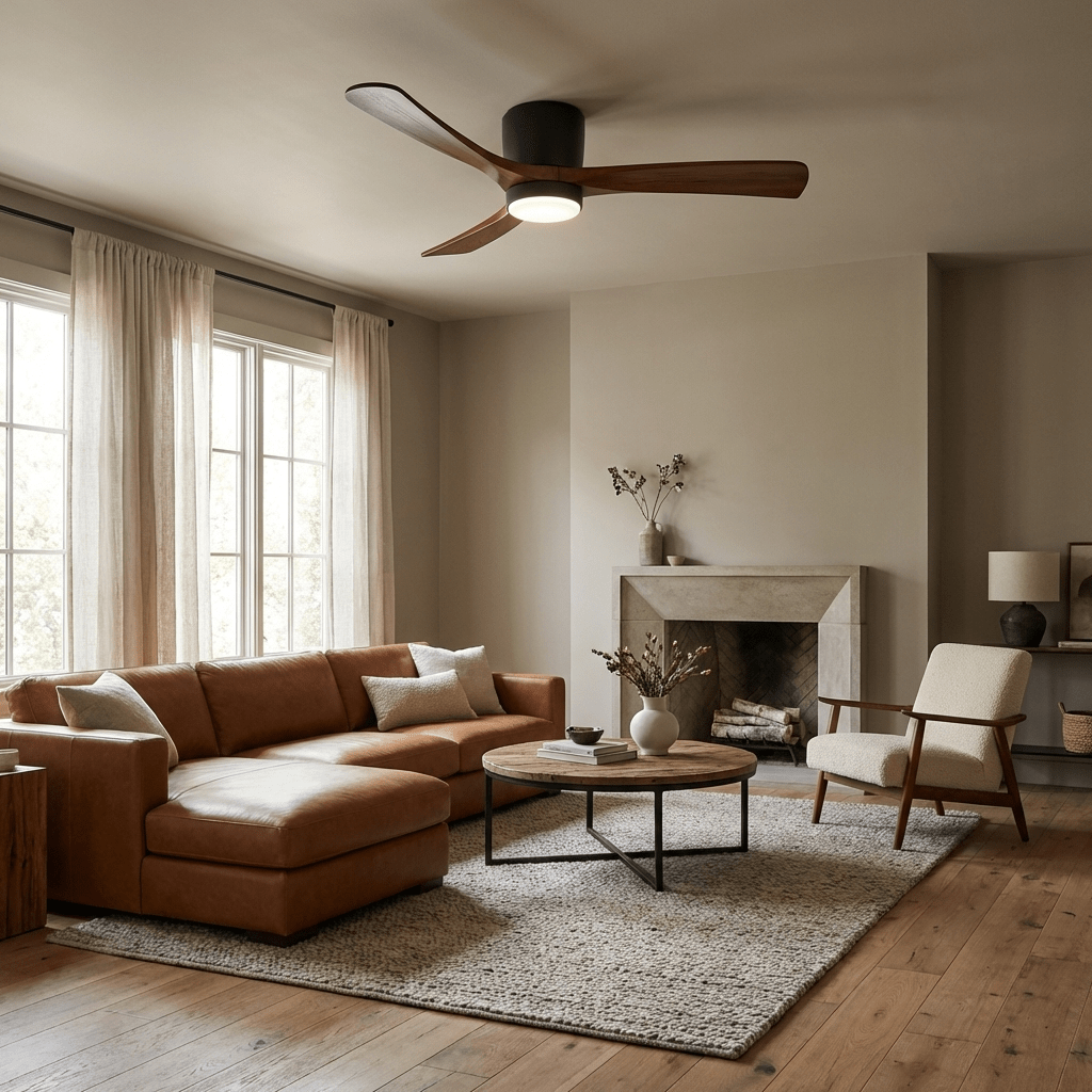 Ventilateur de plafond nordique en bois Ezra avec lumière - Neutralighting
