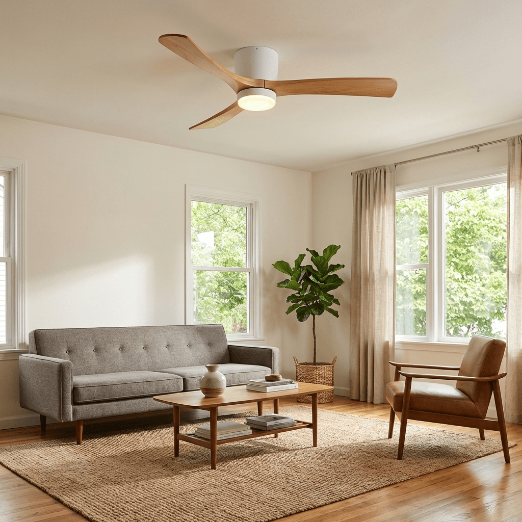 Ventilateur de plafond nordique en bois Ezra avec lumière - Neutralighting