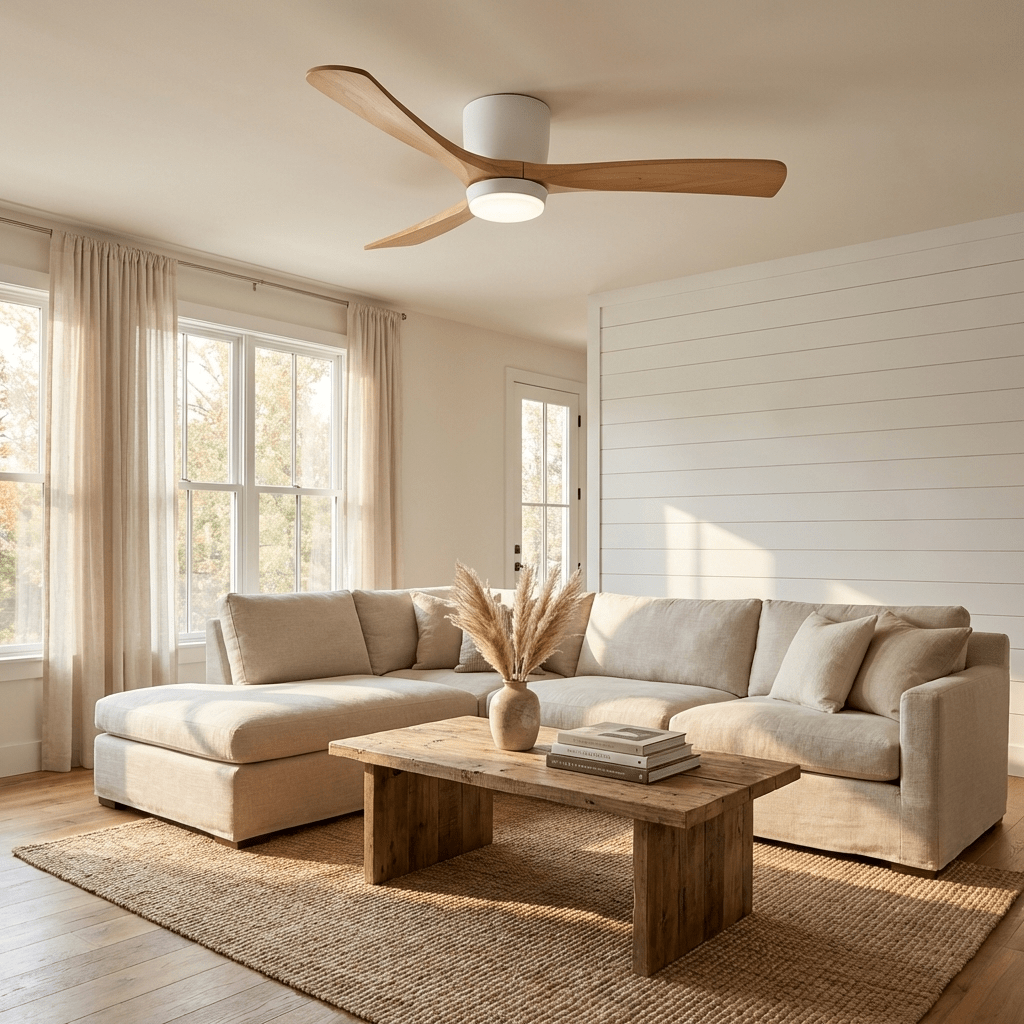 Ventilateur de plafond nordique en bois Ezra avec lumière - Neutralighting