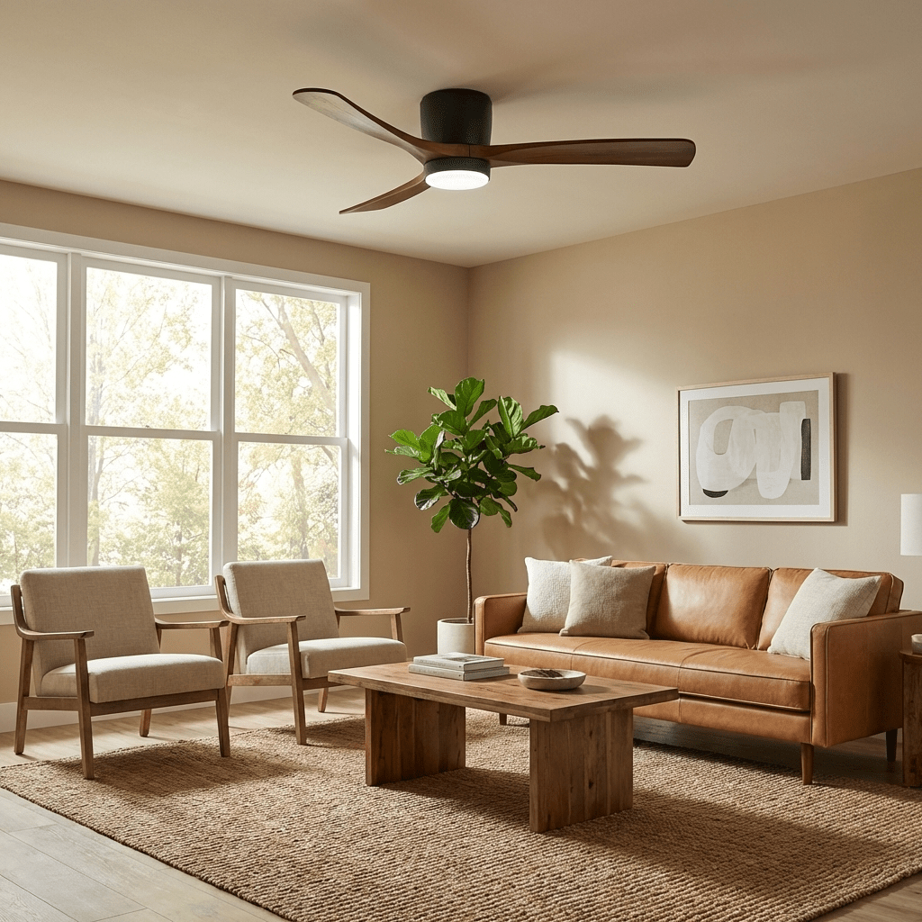 Ventilateur de plafond nordique en bois Ezra avec lumière - Neutralighting