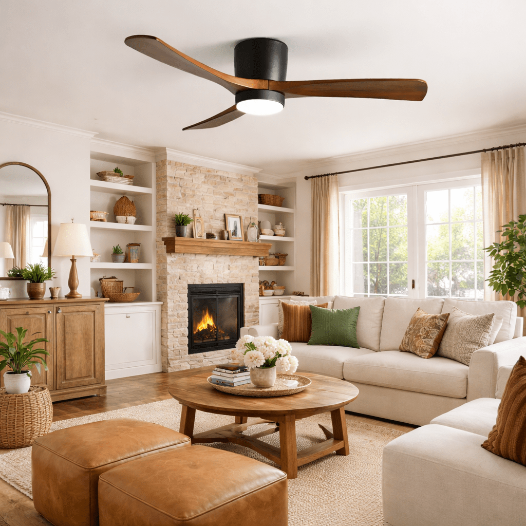 Ventilateur de plafond nordique en bois Ezra avec lumière - Neutralighting