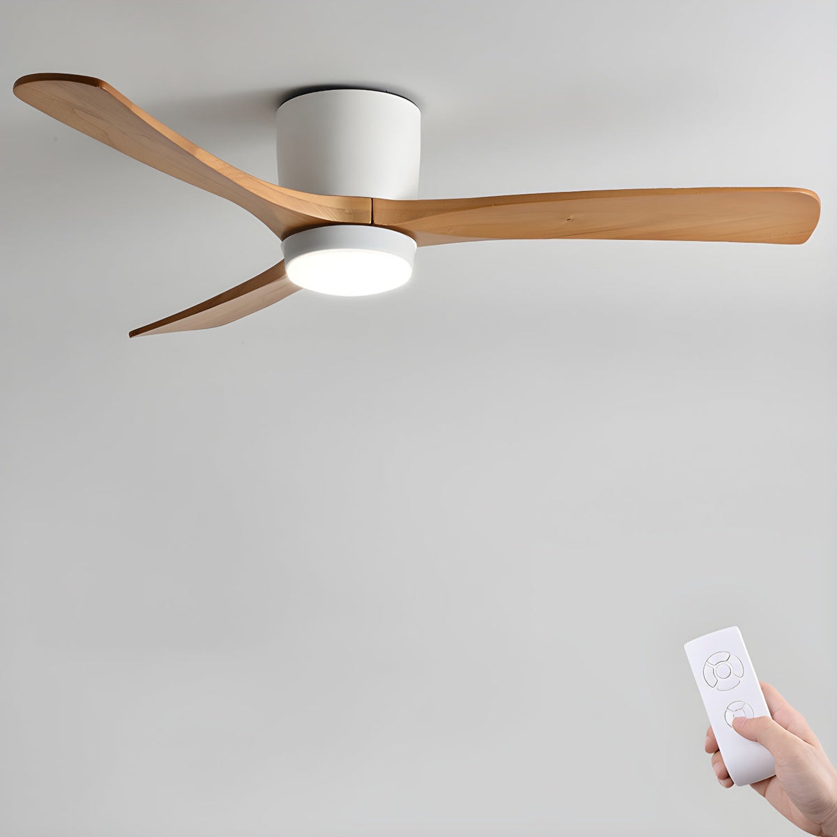 Ventilateur de plafond nordique en bois Ezra avec lumière - Neutralighting