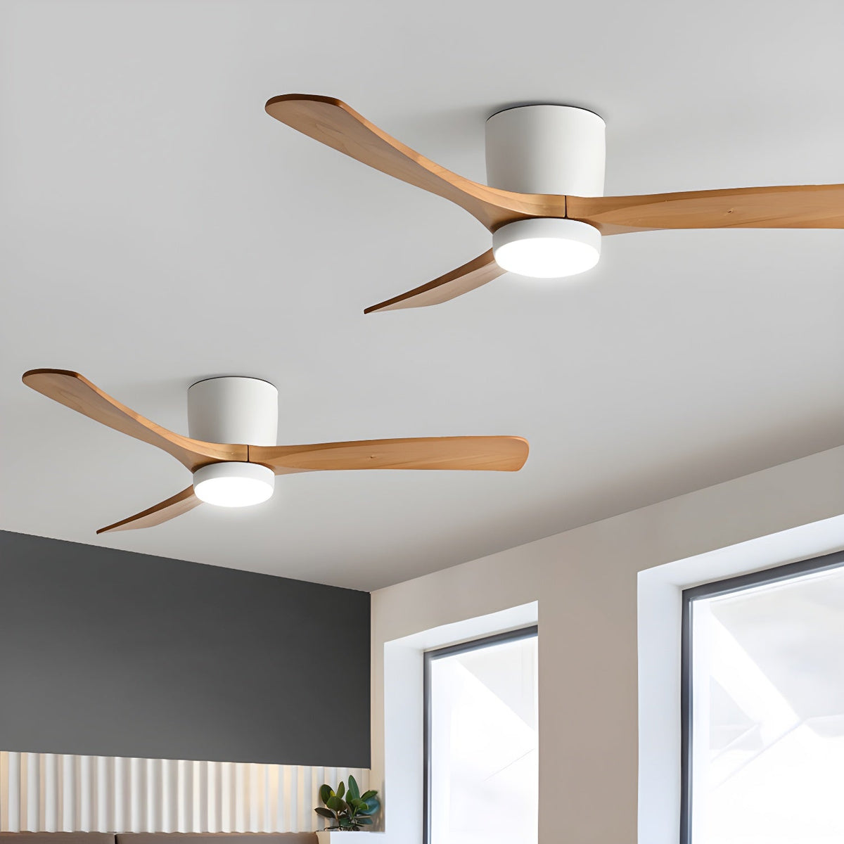Ventilateur de plafond nordique en bois Ezra avec lumière - Neutralighting