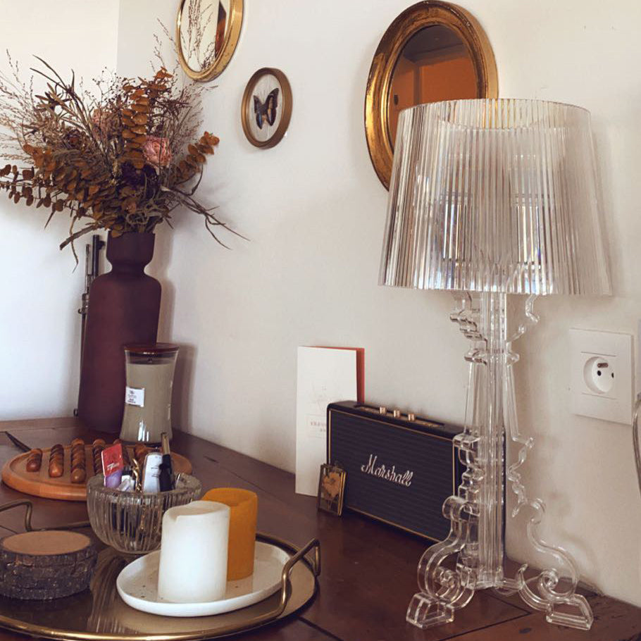 Kristy Lamp de Table Cylindre Moderne, Arcylique, Noir/Transparent, Salon - image 2 | Maison Opale