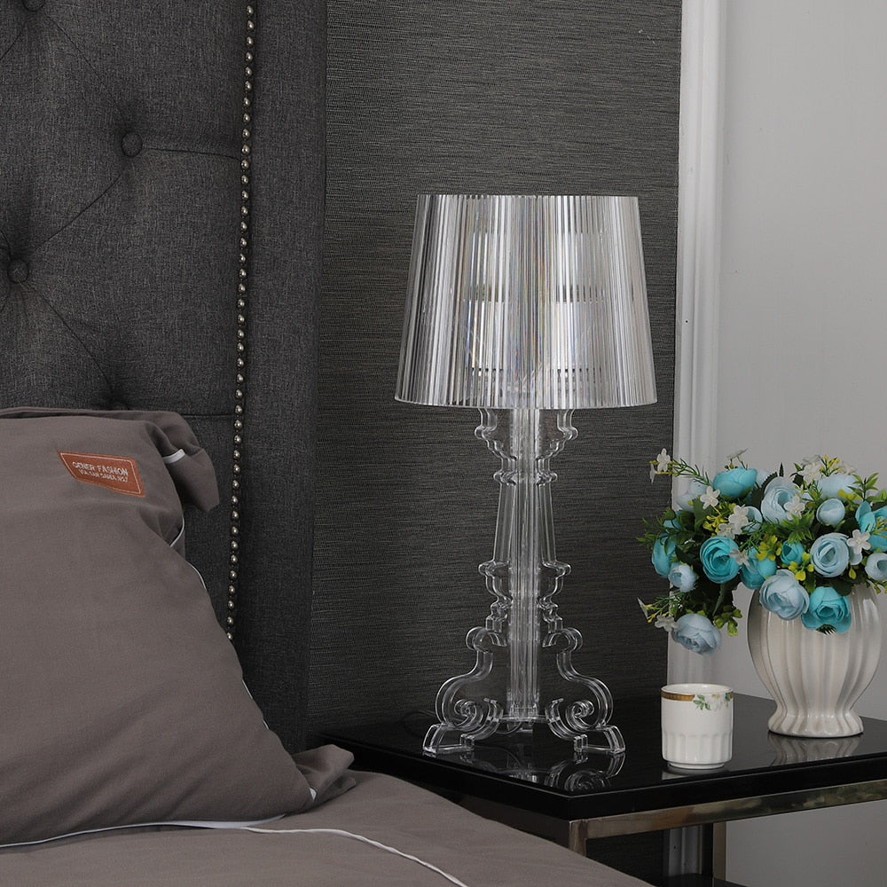 Kristy Lamp de Table Cylindre Moderne, Arcylique, Noir/Transparent, Salon - image 4 | Maison Opale