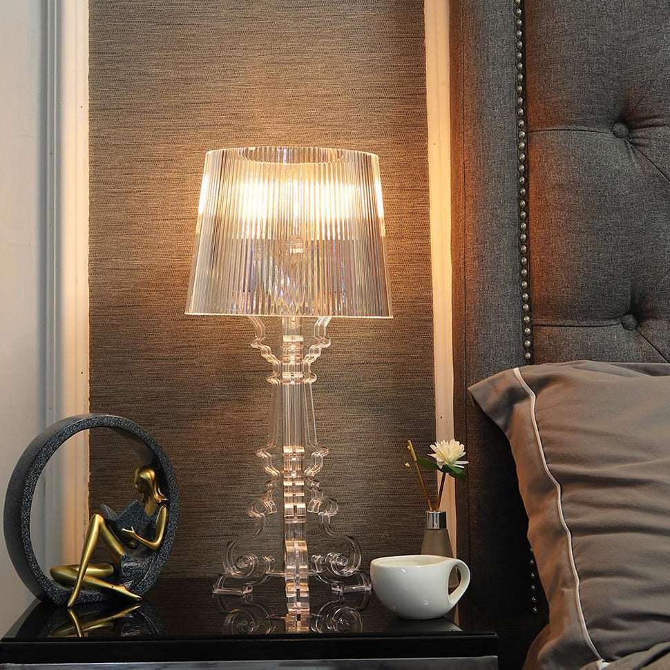 Kristy Lamp de Table Cylindre Moderne, Arcylique, Noir/Transparent, Salon - image 8 | Maison Opale