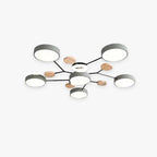 Arisha Plafonnier Rond Moderne, Métal/Bois, Blanc/Vert/Gris, Salon - image 1 | Maison Opale