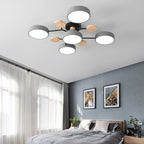 Arisha Plafonnier Rond Moderne, Métal/Bois, Blanc/Vert/Gris, Salon - image 10 | Maison Opale
