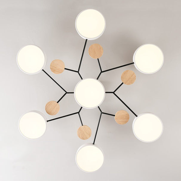 Arisha Plafonnier Rond Moderne, Métal/Bois, Blanc/Vert/Gris, Salon - image 11 | Maison Opale