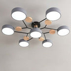 Arisha Plafonnier Rond Moderne, Métal/Bois, Blanc/Vert/Gris, Salon - image 12 | Maison Opale