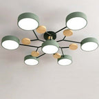 Arisha Plafonnier Rond Moderne, Métal/Bois, Blanc/Vert/Gris, Salon - image 13 | Maison Opale