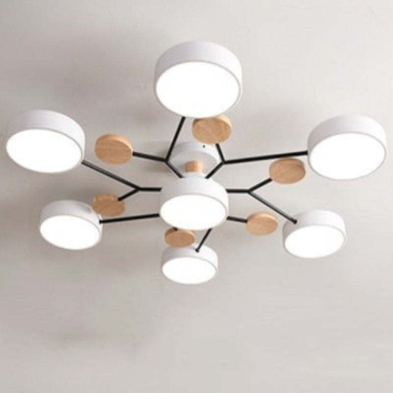 Arisha Plafonnier Rond Moderne, Métal/Bois, Blanc/Vert/Gris, Salon - image 14 | Maison Opale