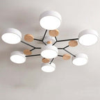 Arisha Plafonnier Rond Moderne, Métal/Bois, Blanc/Vert/Gris, Salon - image 14 | Maison Opale