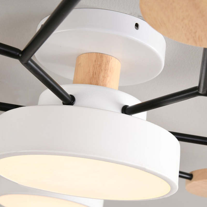 Arisha Plafonnier Rond Moderne, Métal/Bois, Blanc/Vert/Gris, Salon - image 19 | Maison Opale