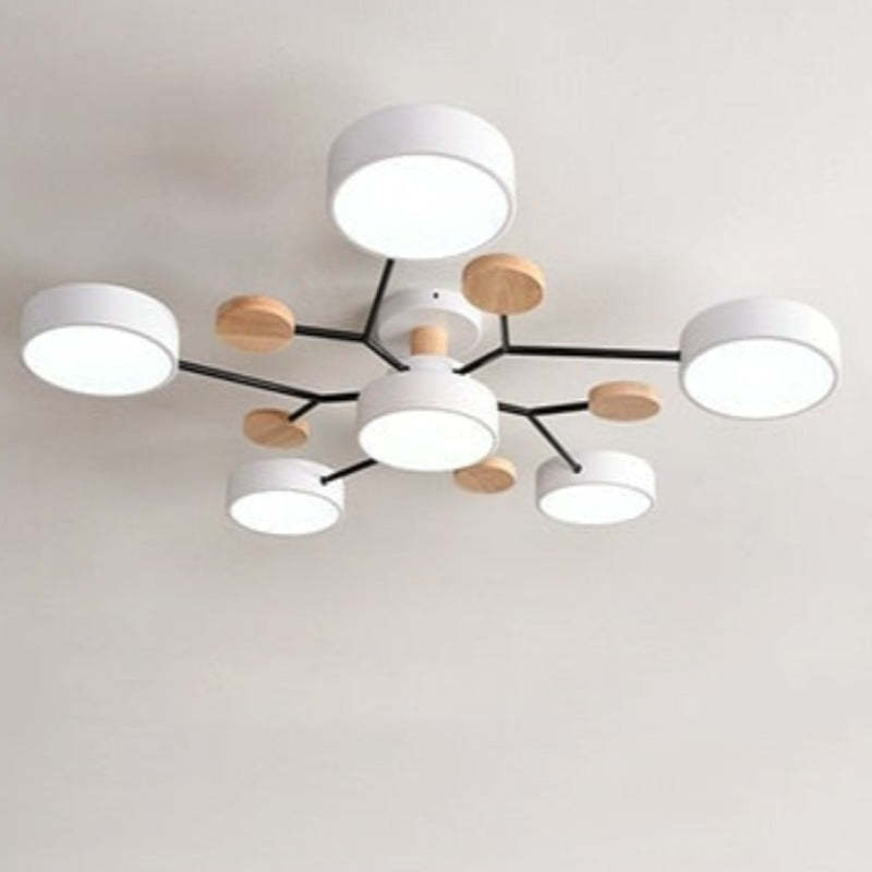Arisha Plafonnier Rond Moderne, Métal/Bois, Blanc/Vert/Gris, Salon - image 20 | Maison Opale