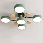 Arisha Plafonnier Rond Moderne, Métal/Bois, Blanc/Vert/Gris, Salon - image 22 | Maison Opale