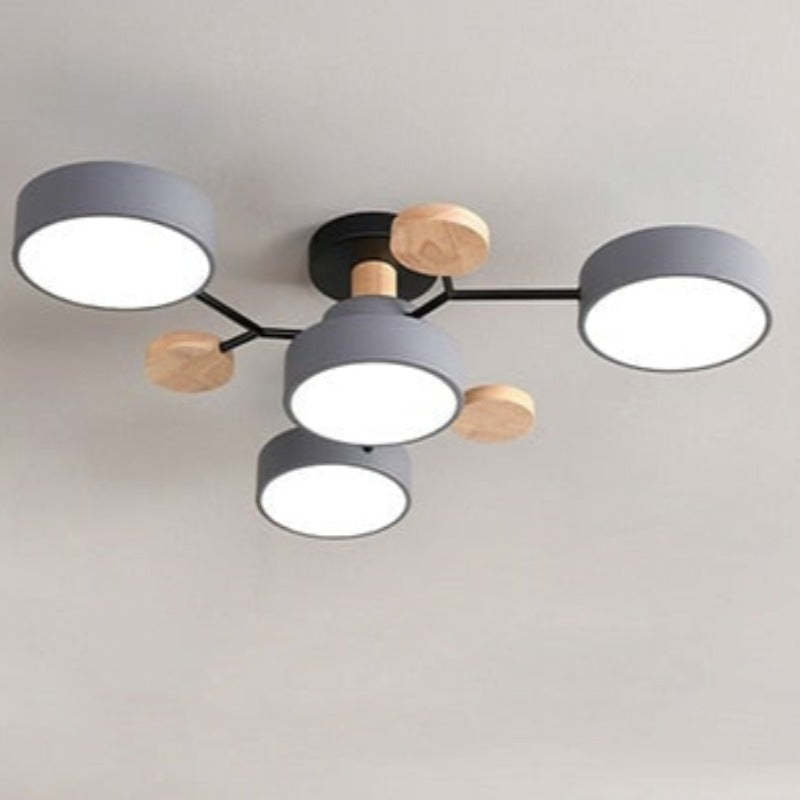 Arisha Plafonnier Rond Moderne, Métal/Bois, Blanc/Vert/Gris, Salon - image 24 | Maison Opale