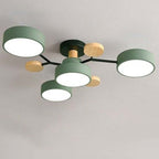 Arisha Plafonnier Rond Moderne, Métal/Bois, Blanc/Vert/Gris, Salon - image 25 | Maison Opale