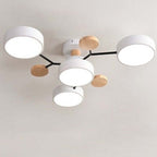 Arisha Plafonnier Rond Moderne, Métal/Bois, Blanc/Vert/Gris, Salon - image 26 | Maison Opale