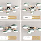 Arisha Plafonnier Rond Moderne, Métal/Bois, Blanc/Vert/Gris, Salon - image 29 | Maison Opale