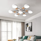 Arisha Plafonnier Rond Moderne, Métal/Bois, Blanc/Vert/Gris, Salon - image 3 | Maison Opale