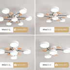 Arisha Plafonnier Rond Moderne, Métal/Bois, Blanc/Vert/Gris, Salon - image 31 | Maison Opale