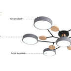 Arisha Plafonnier Rond Moderne, Métal/Bois, Blanc/Vert/Gris, Salon - image 32 | Maison Opale