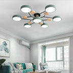 Arisha Plafonnier Rond Moderne, Métal/Bois, Blanc/Vert/Gris, Salon - image 5 | Maison Opale