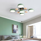 Arisha Plafonnier Rond Moderne, Métal/Bois, Blanc/Vert/Gris, Salon - image 7 | Maison Opale