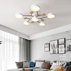 Arisha Plafonnier Rond Moderne, Métal/Bois, Blanc/Vert/Gris, Salon - image 8 | Maison Opale