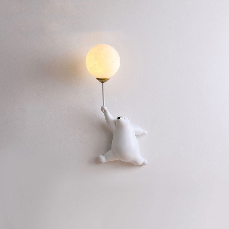 Bear Balloon Applique Murale Ours Ballon Moderne Animale. Blanc/Bleu/Rose. Salon