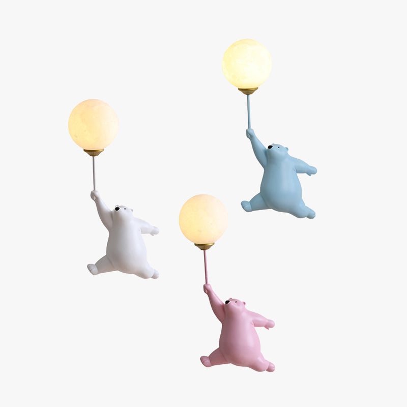 Bear Balloon Applique Murale Ours Ballon Moderne Animale. Blanc/Bleu/Rose. Salon - image 15 | Maison Opale