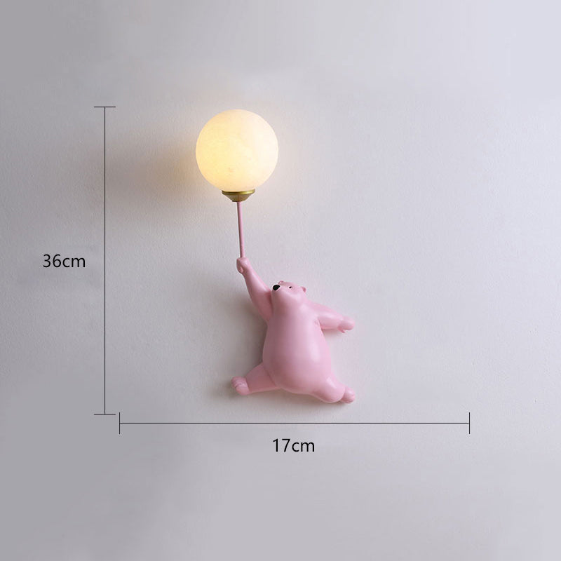 Bear Balloon Applique Murale Ours Ballon Moderne Animale. Blanc/Bleu/Rose. Salon - image 19 | Maison Opale