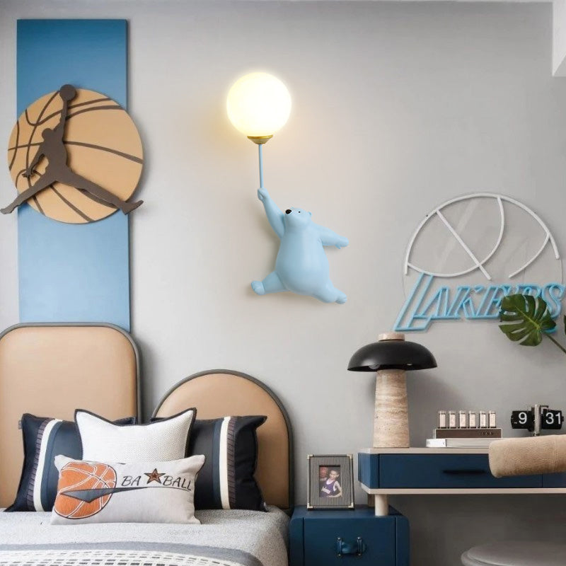 Bear Balloon Applique Murale Ours Ballon Moderne Animale. Blanc/Bleu/Rose. Salon - image 22 | Maison Opale