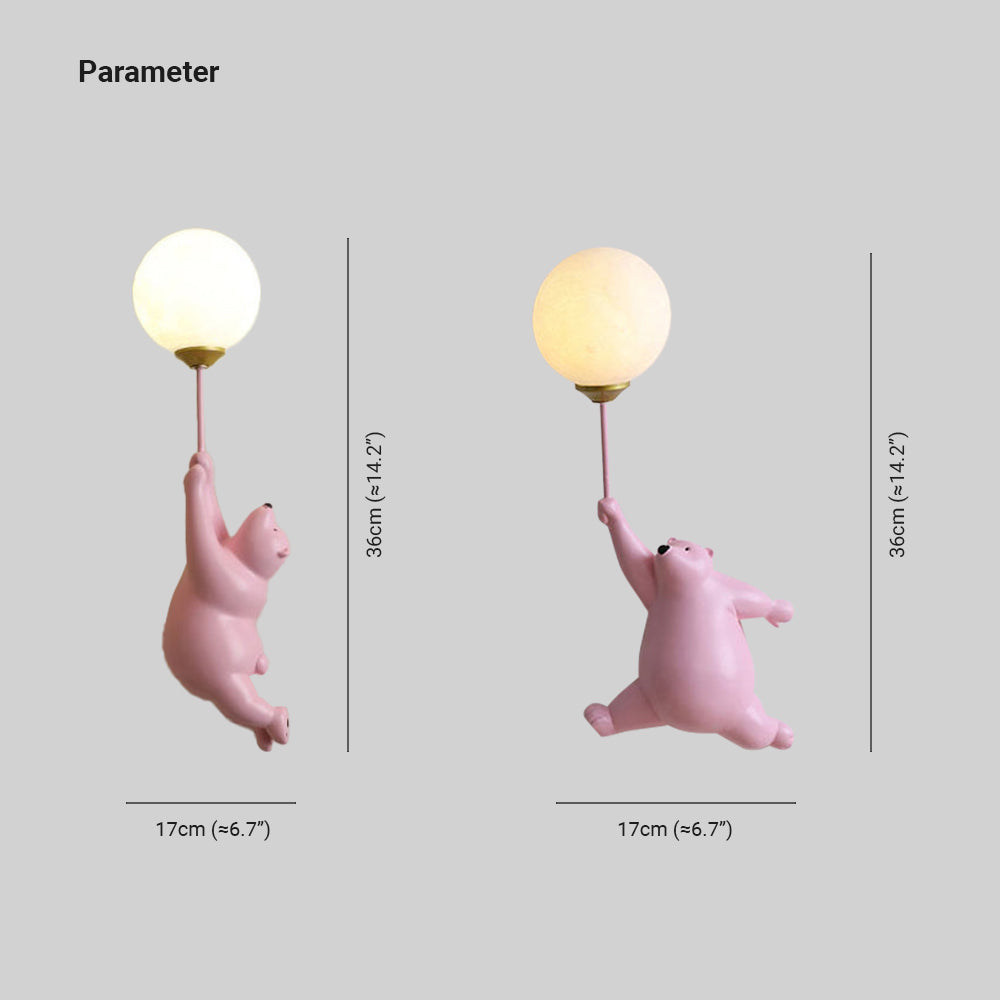 Bear Balloon Applique Murale Ours Ballon Moderne Animale. Blanc/Bleu/Rose. Salon - image 4 | Maison Opale