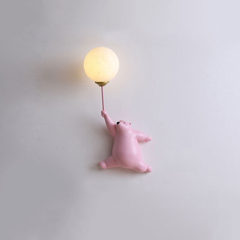 Bear Balloon Applique Murale Ours Ballon Moderne Animale. Blanc/Bleu/Rose. Salon - image 5 | Maison Opale