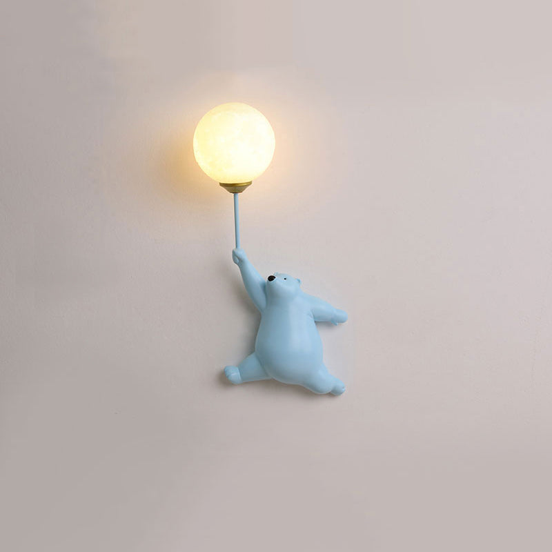 Bear Balloon Applique Murale Ours Ballon Moderne Animale. Blanc/Bleu/Rose. Salon - image 6 | Maison Opale
