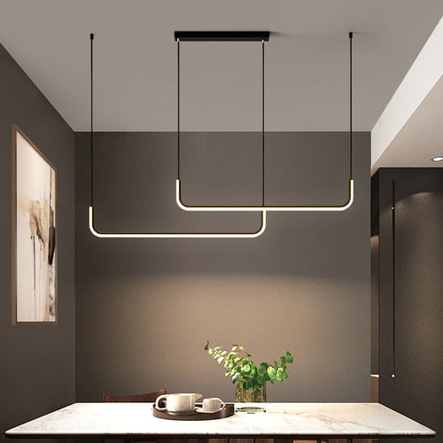 Clen Suspension Linéaire Minimaliste Or/Noir. Salon - image 2 | Maison Opale