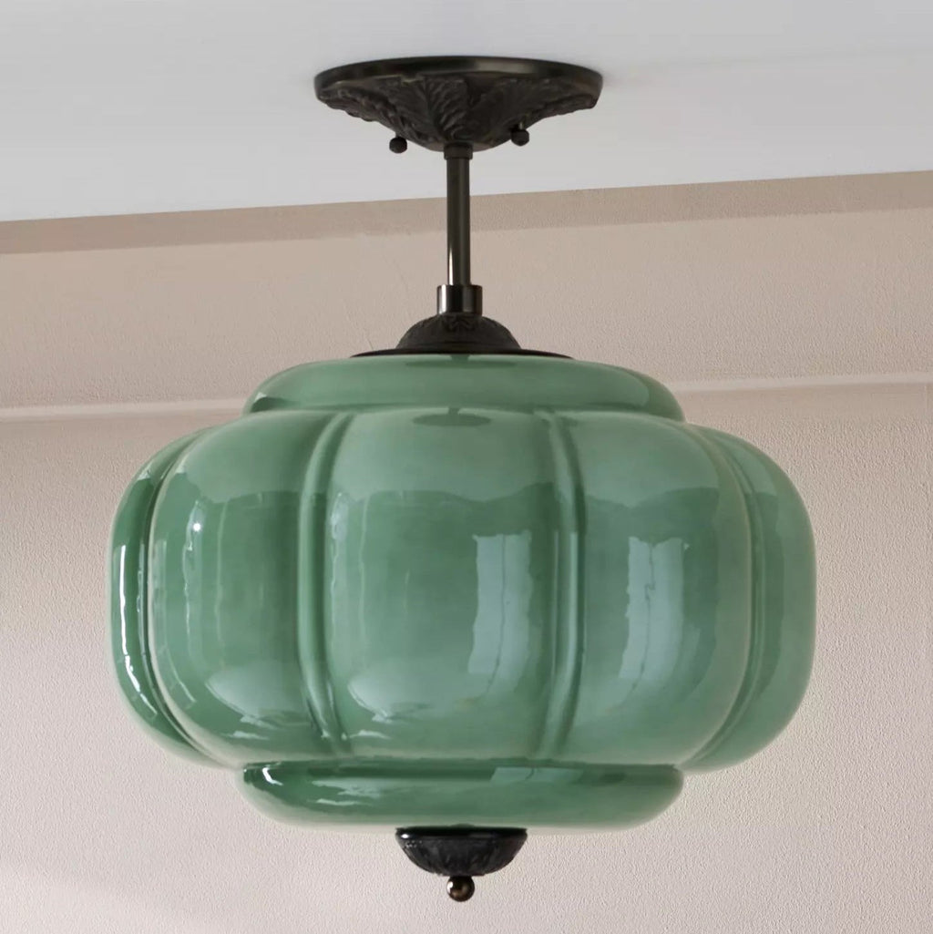 Eldio Lampe Plafond Semi-Encastrée en Verre Vert - image 16 | Maison Opale