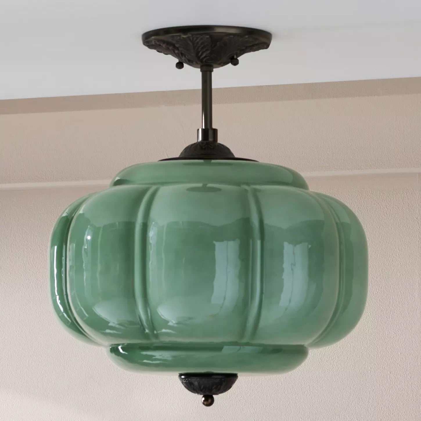 Eldio Lampe Plafond Semi-Encastrée en Verre Vert - image 16 | Maison Opale