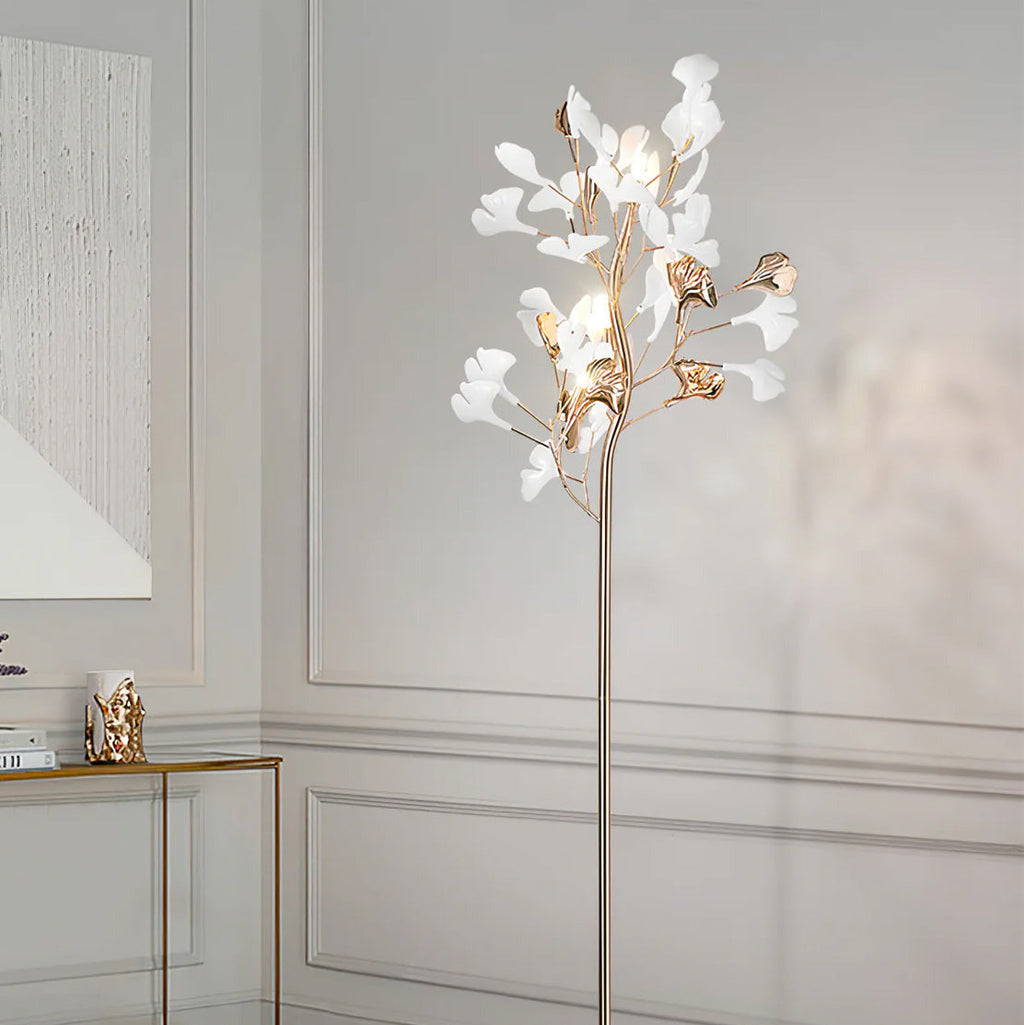 Ella Lampadaire en Céramique avec Feuilles de Ginkgo - image 3 | Maison Opale