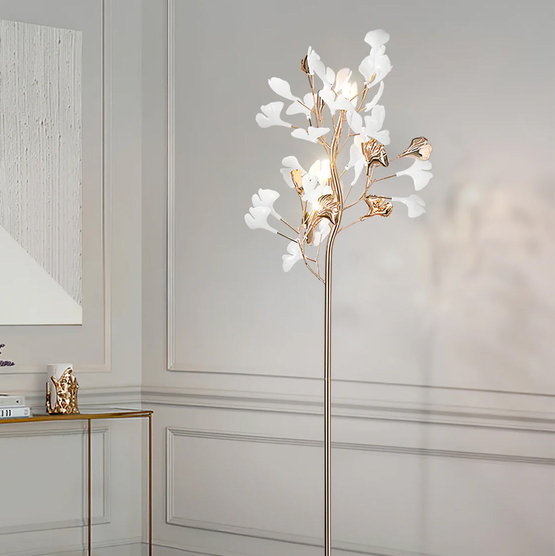 Ella Lampadaire en Céramique avec Feuilles de Ginkgo - image 3 | Maison Opale