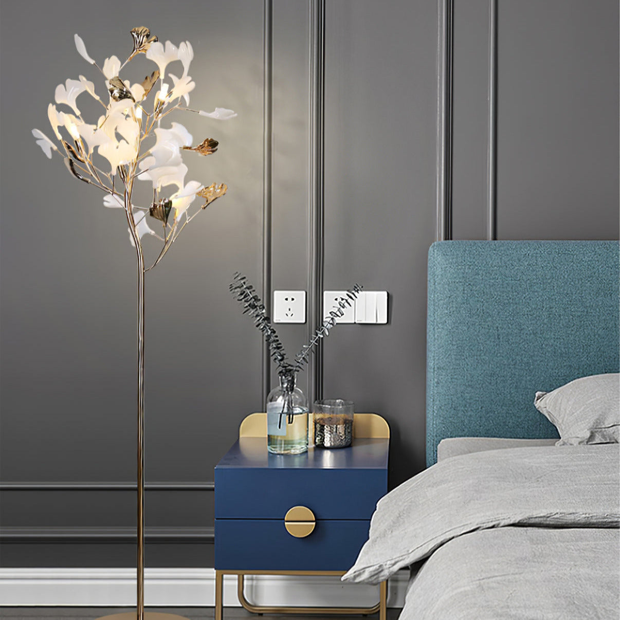 Ella Lampadaire en Céramique avec Feuilles de Ginkgo - image 5 | Maison Opale