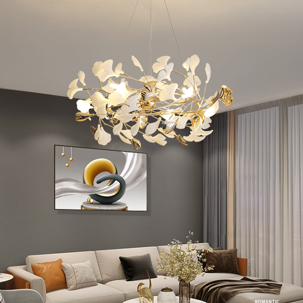 Jarn Suspension Feuille/Multi Moderne Métal/Céramique Doré/Blanc Salon - image 16 | Maison Opale