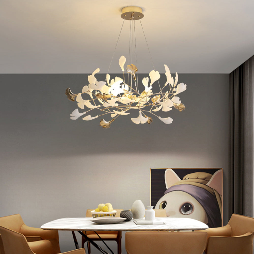 Jarn Suspension Feuille/Multi Moderne Métal/Céramique Doré/Blanc Salon - image 17 | Maison Opale