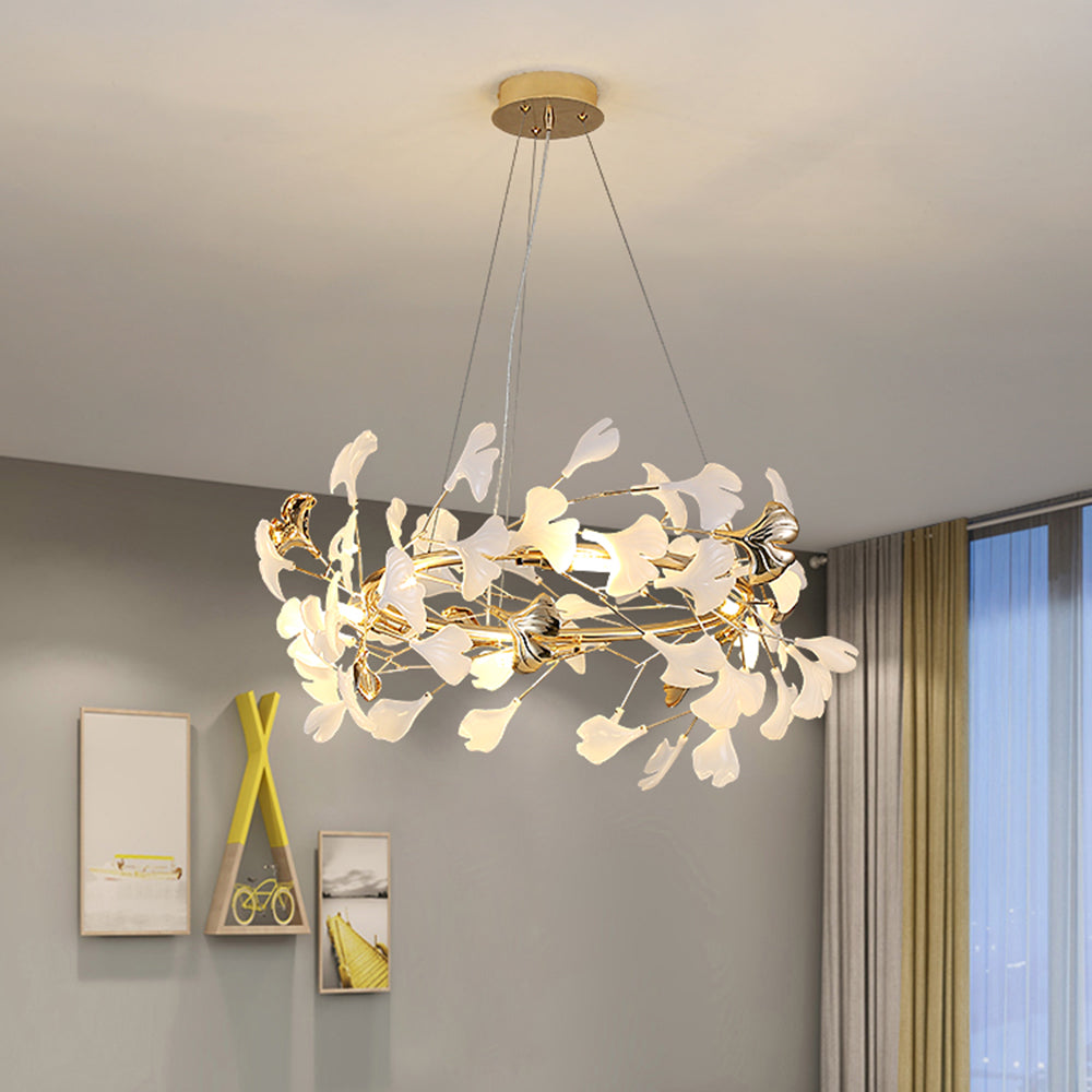 Jarn Suspension Feuille/Multi Moderne Métal/Céramique Doré/Blanc Salon - image 2 | Maison Opale